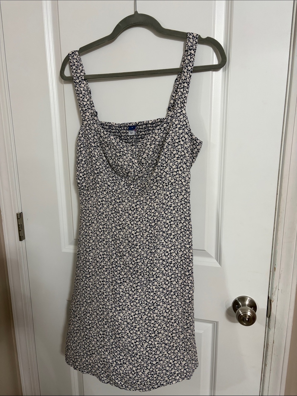 Old Navy Navy and White Floral Square-Neck Mini Dress